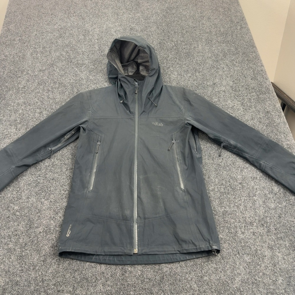 Rab Jacket Womens M Grey Pertex Shield Hooded Rain Shell Gorpcore Outdoor